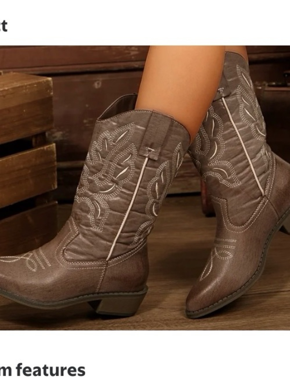 New Women Size 11 Women's Western Cowboy Boots Brown Mid-Calf Pointed Toe Boots